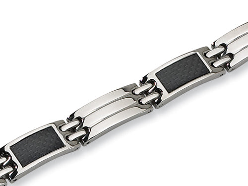 Chisel Stainless Steel Carbon Fiber Bracelet - 8.5 inches