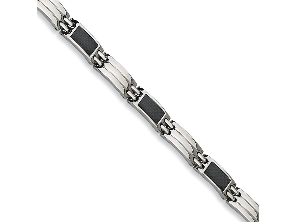 Chisel Stainless Steel Carbon Fiber Bracelet - 8.5 inches