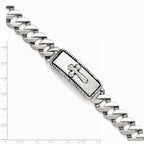 Chisel Stainless Steel Polished And Antiqued Cross Bracelet