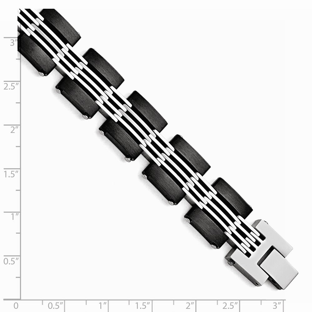 Chisel Stainless Steel Brushed And Polished Black Ip-plated Bracelet