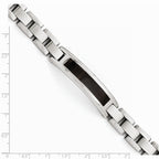 Chisel Stainless Steel Polished/brushed Black Wood Enameled Bracelet