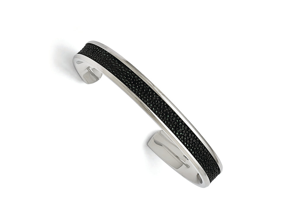 Chisel Stainless Steel Polished Genuine Stingray Bangle