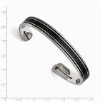 Chisel Stainless Steel Polished Black Carbon Fiber/black Ip-plated Bangle