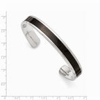 Chisel Stainless Steel Polished Black Wood Inlay Enameled Bangle