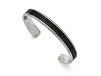 Chisel Stainless Steel Polished Black Carbon Fiber Inlay Bangle