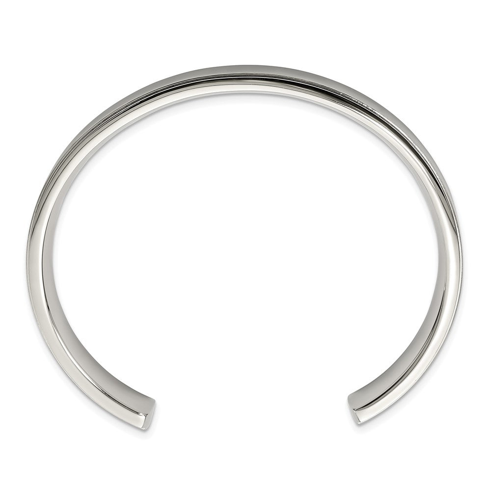 Chisel Stainless Steel Polished And Brushed Ridged Edge Bangle