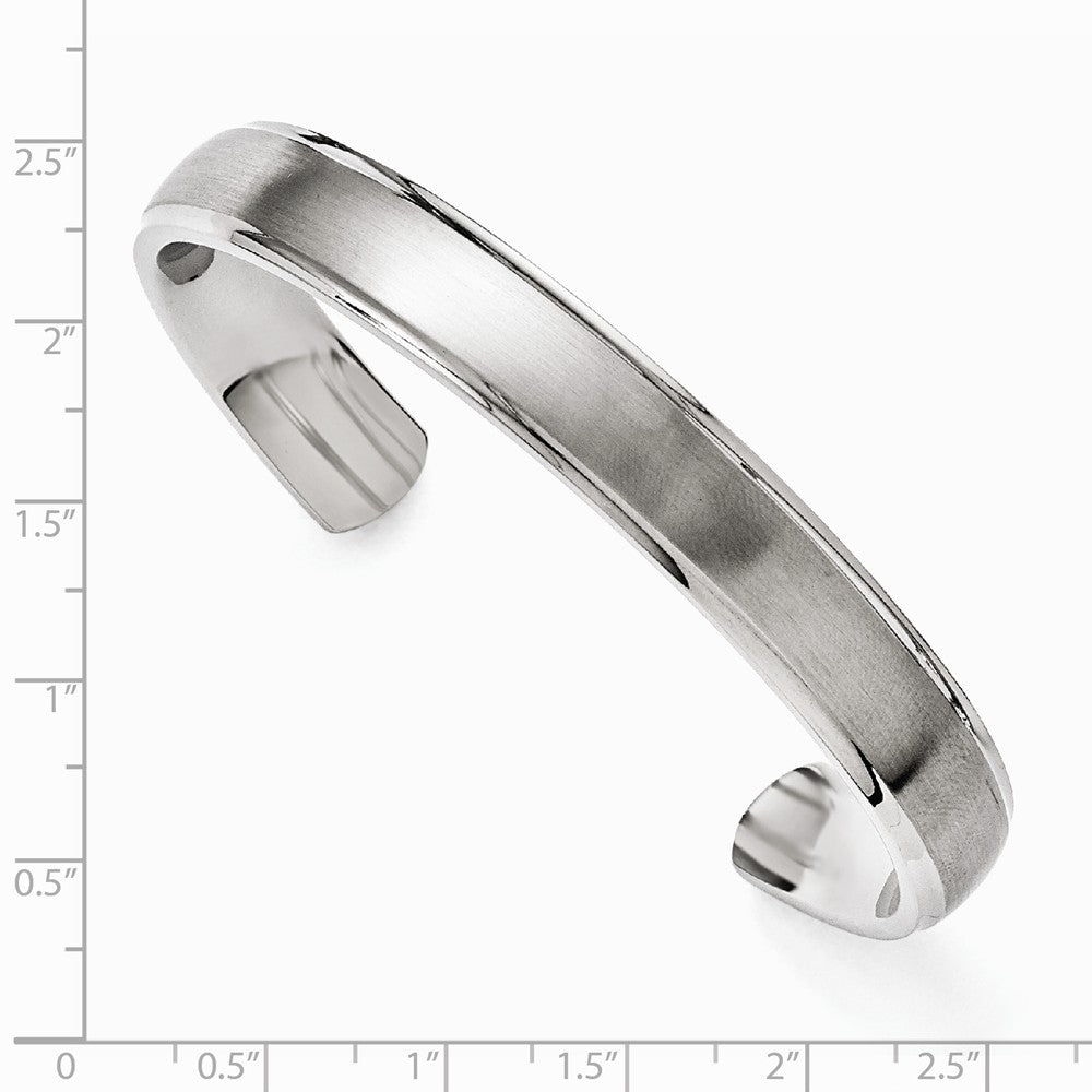 Chisel Stainless Steel Polished And Brushed Ridged Edge Bangle