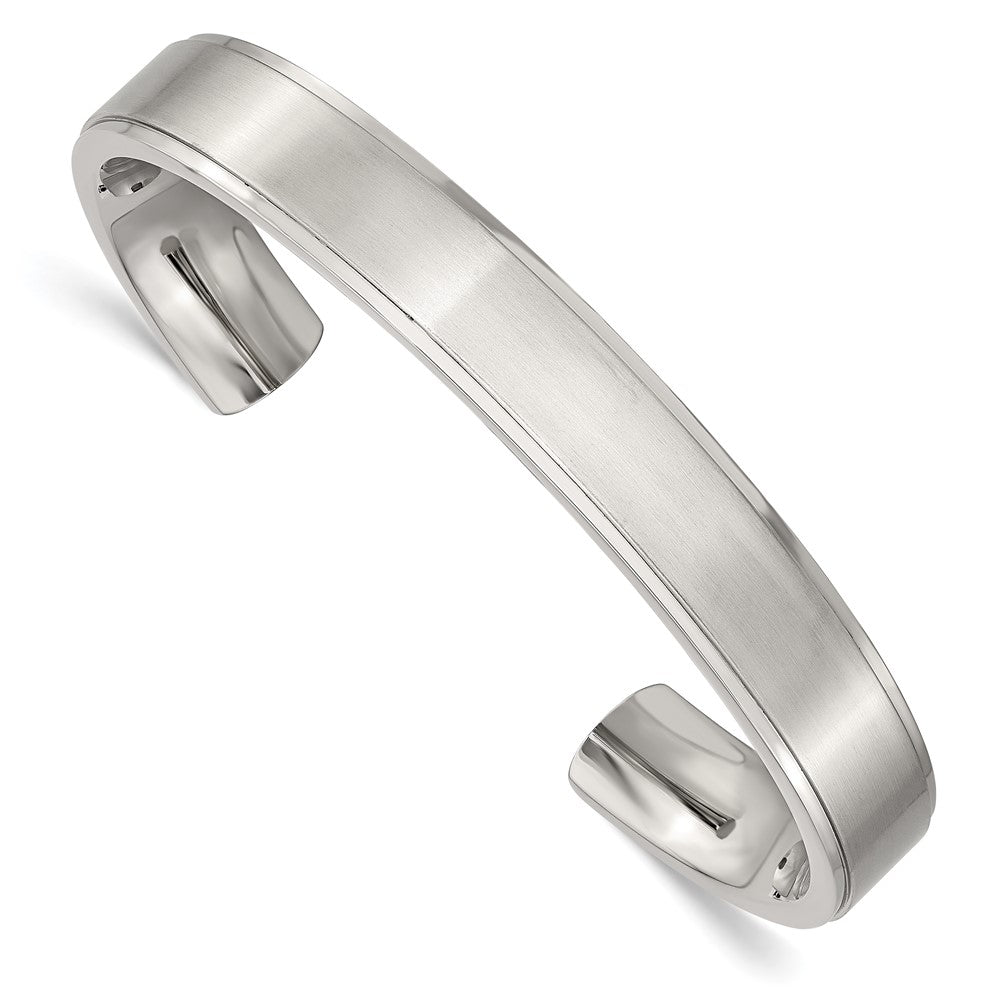 Chisel Stainless Steel Polished And Brushed Ridged Edge Bangle
