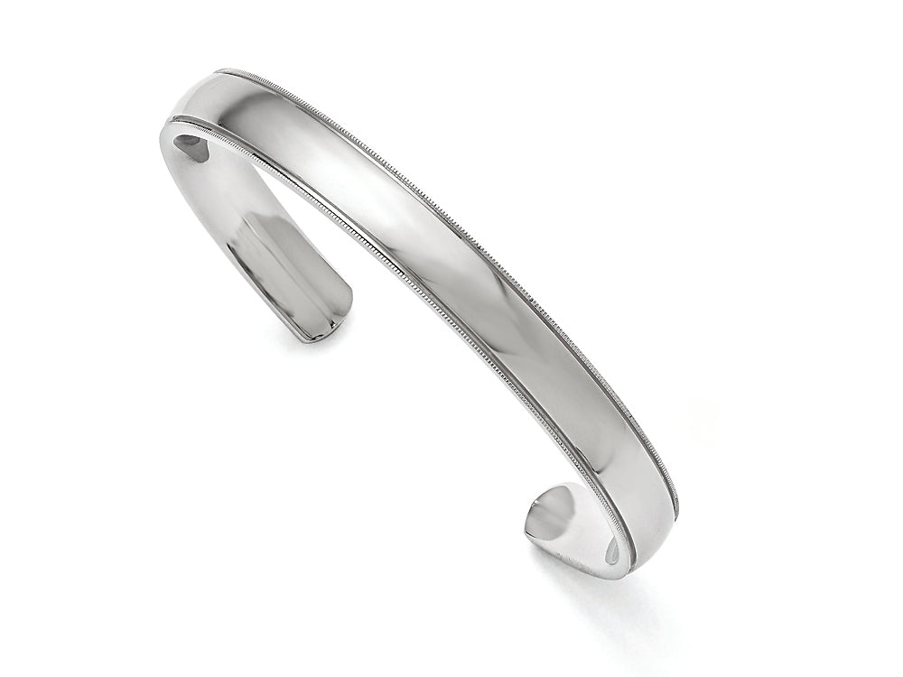 Chisel Stainless Steel Polished And Grooved Bangle