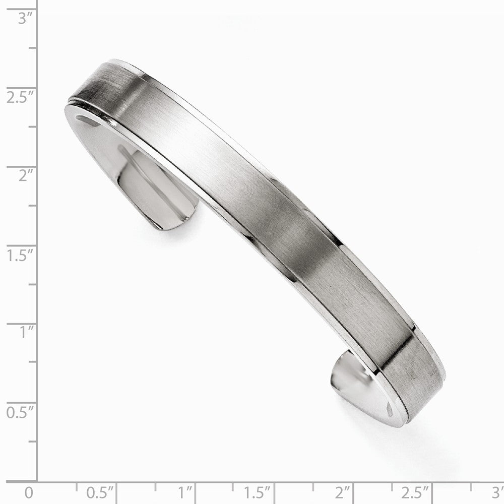 Chisel Stainless Steel Polished And Brushed Ridged Edge Bangle