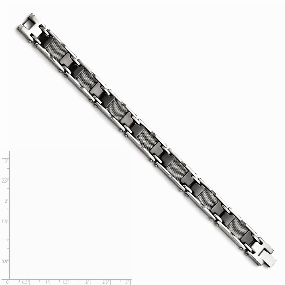 Chisel Stainless Steel/ceramic Black Polished Mesh Bracelet