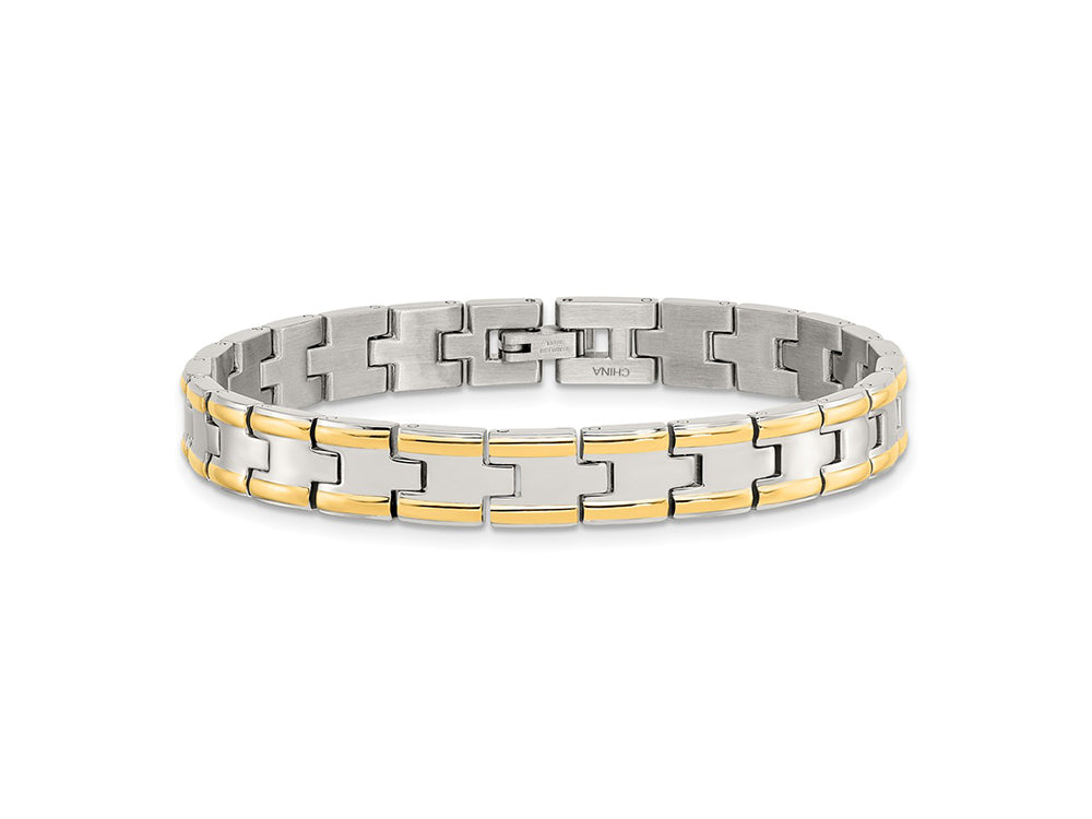 Chisel Stainless Steel and 24K Plated Polished Bracelet - 8.5 inches