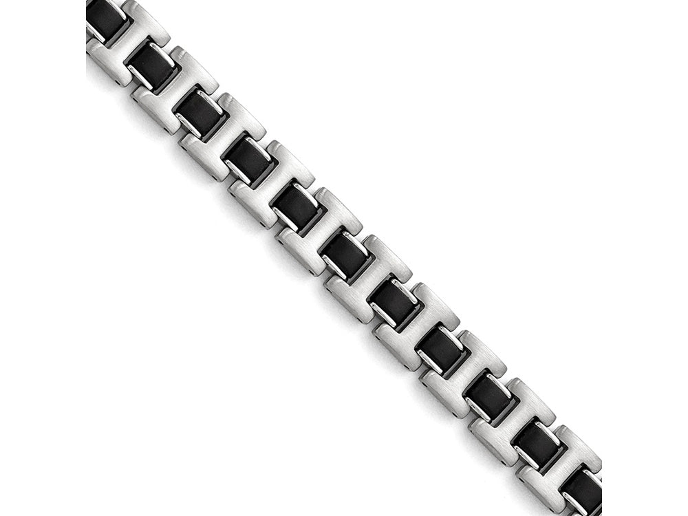Chisel Stainless Steel Brushed Black Rubber Bracelet