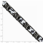 Chisel Stainless Steel Polished Black Ip-plated Camoflage Bracelet