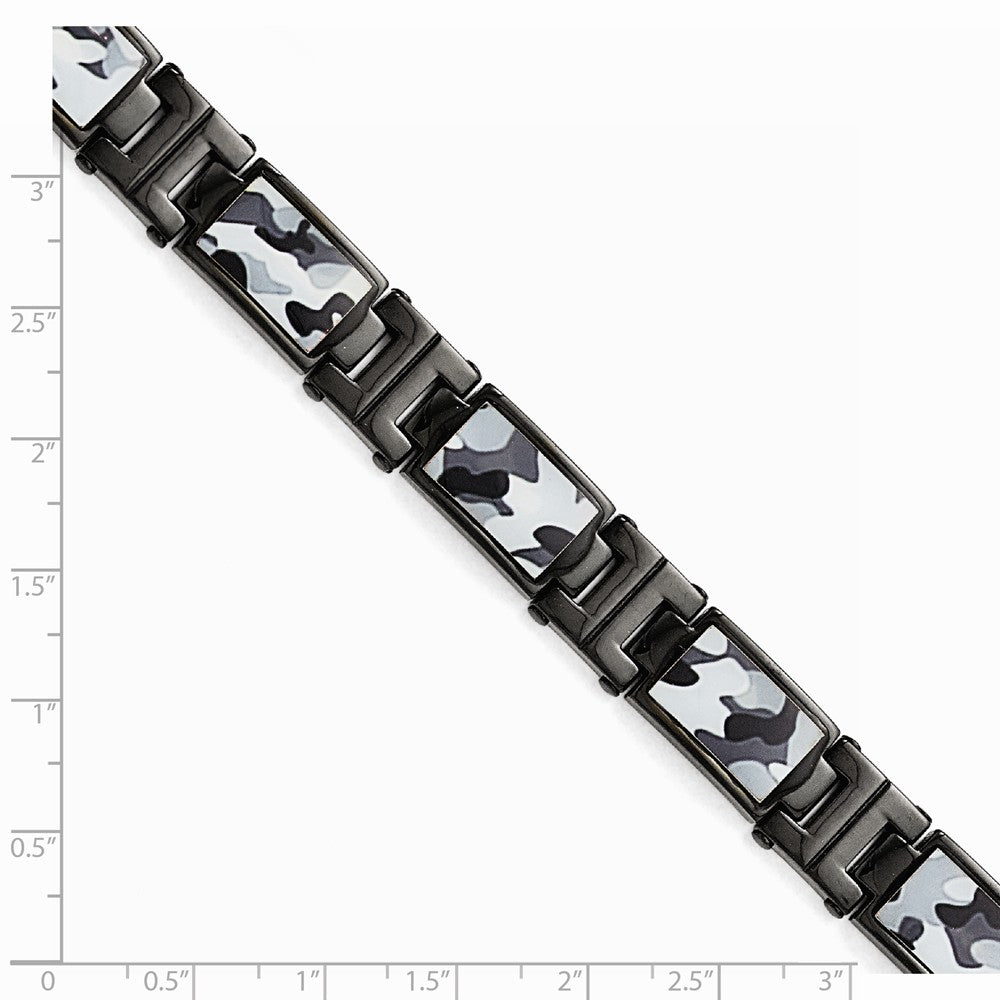 Chisel Stainless Steel Polished Black Ip-plated Camoflage Bracelet
