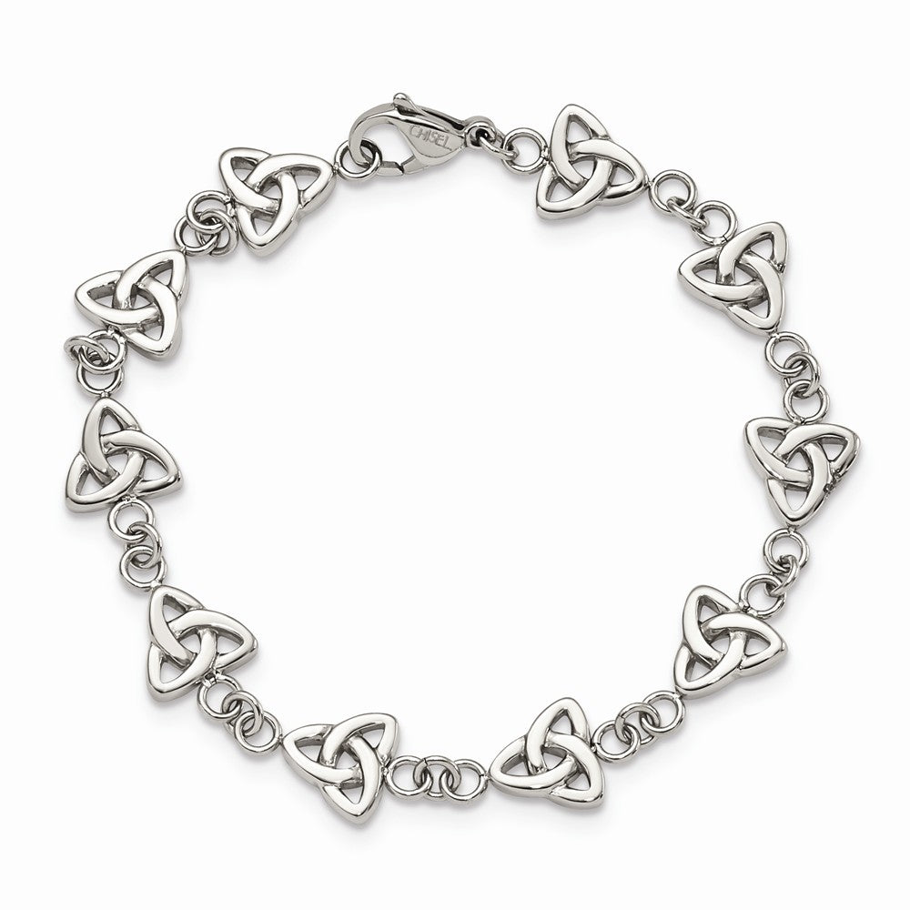Chisel Stainless Steel Polished Trinity Knot 7in Bracelet
