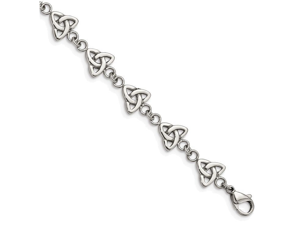 Chisel Stainless Steel Polished Trinity Knot 7in Bracelet