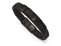 Chisel Stainless Steel Brushed Black Ip-plated Braided Leather Bracelet