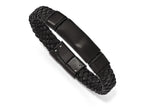 Chisel Stainless Steel Brushed Black Ip-plated Braided Leather Bracelet