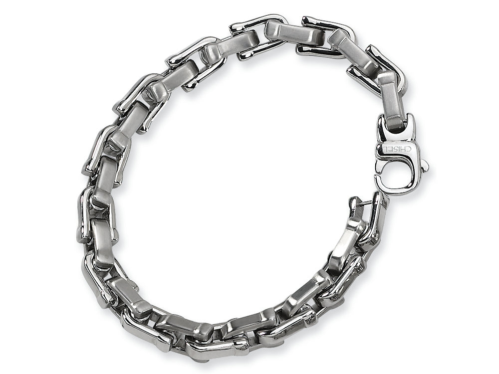 Chisel Stainless Steel Brushed and Polished Bracelet - 8.5 inches