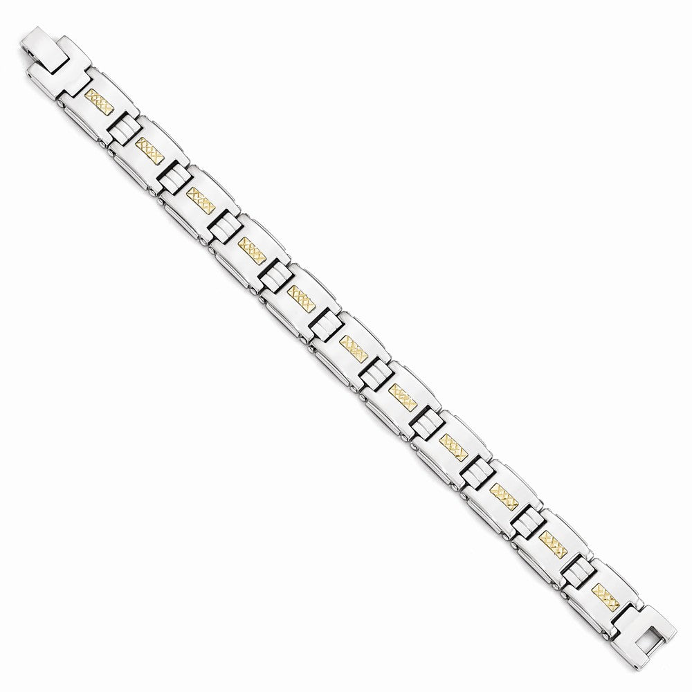 Chisel Stainless Steel Polished W/14k Gold D/c Link Bracelet