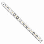 Chisel Stainless Steel Polished W/14k Gold D/c Link Bracelet