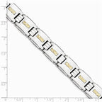 Chisel Stainless Steel Polished W/14k Gold D/c Link Bracelet