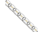 Chisel Stainless Steel Polished W/14k Gold D/c Link Bracelet