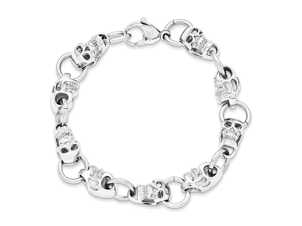 Chisel Stainless Steel Polished Skull Bracelet - 8.75 inches