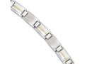 Chisel Stainless Steel Polished and Brushed W/14k Gold Link Bracelet