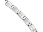 Chisel Stainless Steel Polished and Brushed W/14k Gold Link Bracelet