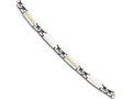 Chisel Stainless Steel Polished and Brushed W/14k Fancy Link Bracelet