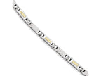 Chisel Stainless Steel W/14k Polished and Brushed Link Bracelet