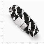 Chisel Stainless Steel Polished Leather Braided Bracelet