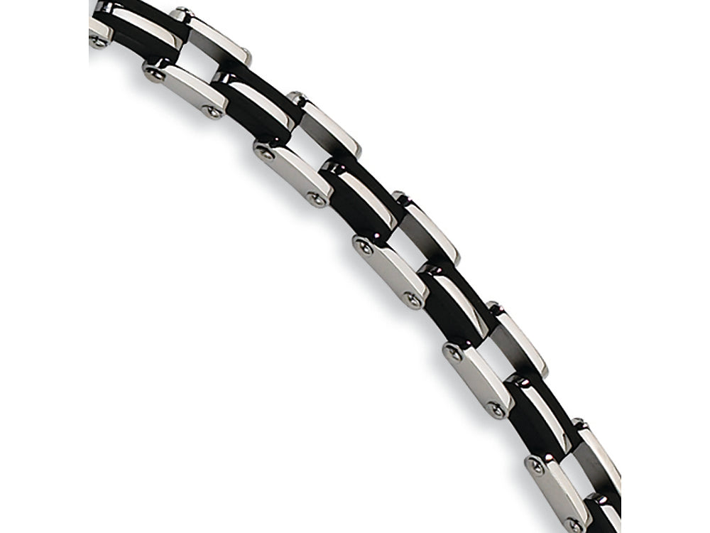 Chisel Stainless Steel Black Rubber Bracelet - 8.75 inches