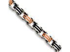 Chisel Stainless Steel Black and Orange Rubber Bracelet - 8.75 inches