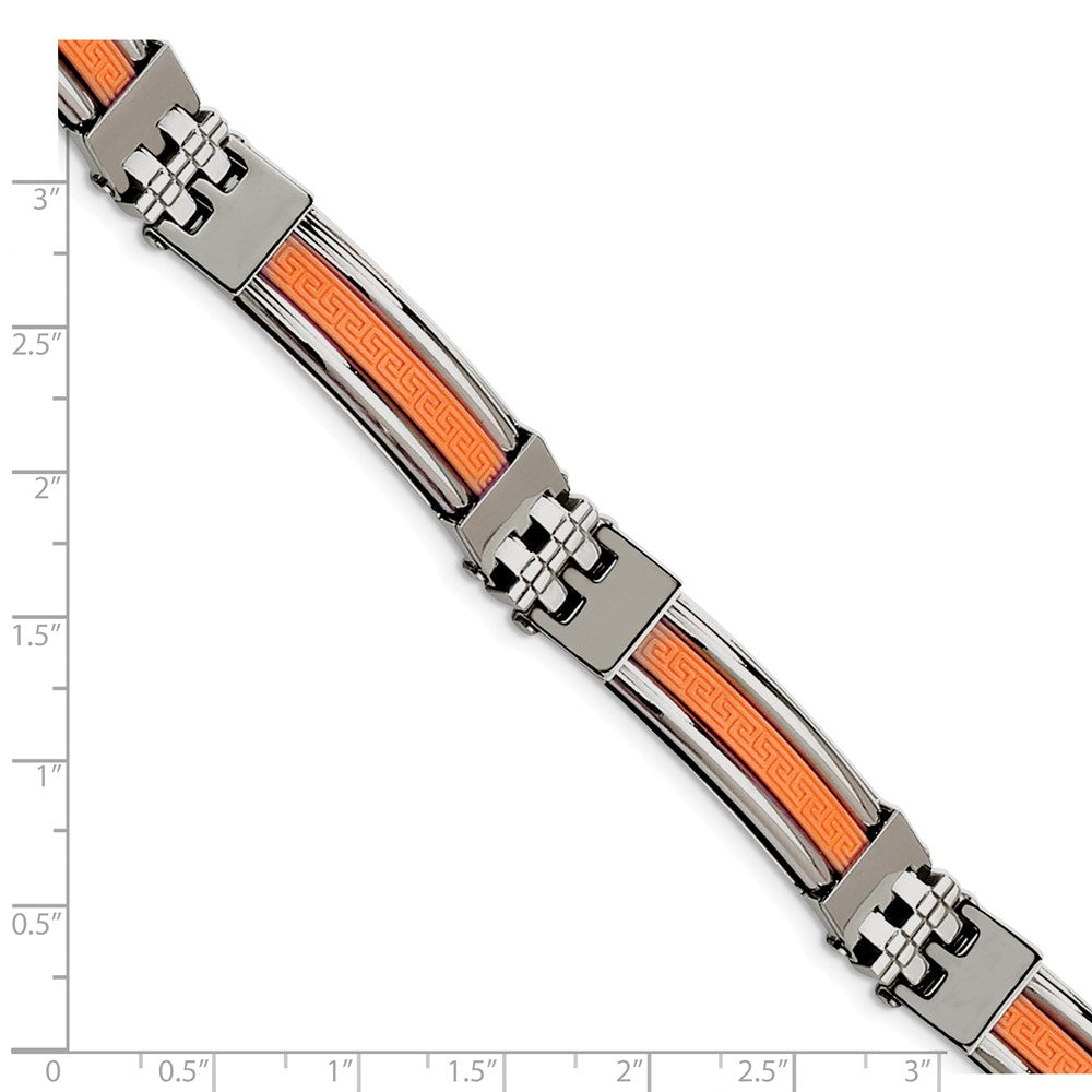 Chisel Stainless Steel Orange Rubber Bracelet - 9 inches