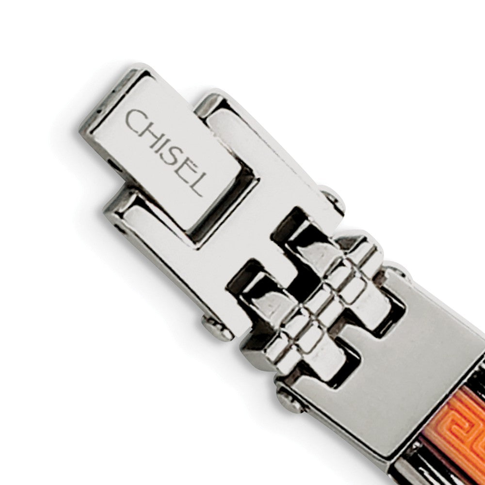 Chisel Stainless Steel Orange Rubber Bracelet - 9 inches