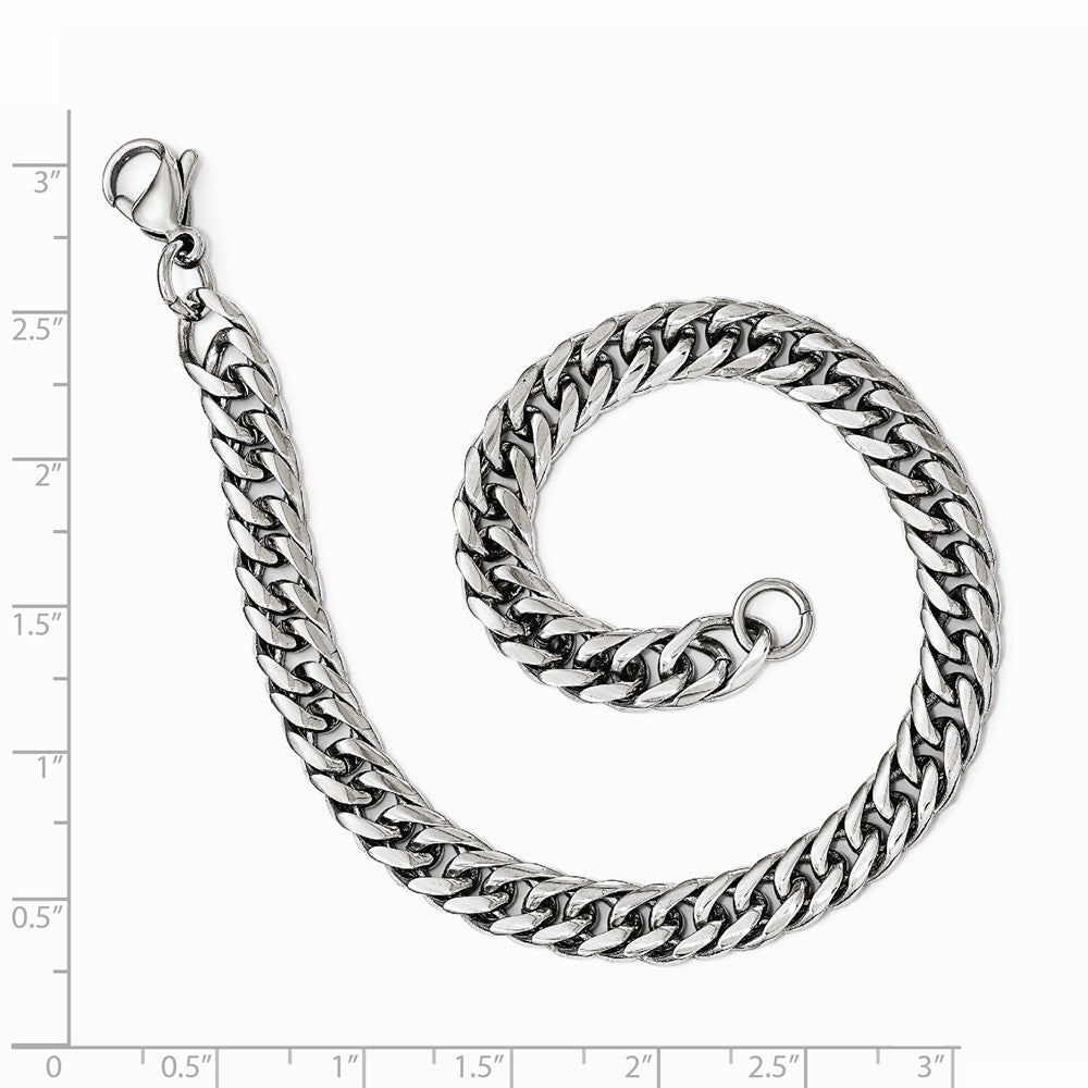 Chisel Stainless Steel Polished 9in Double Curb Chain Bracelet