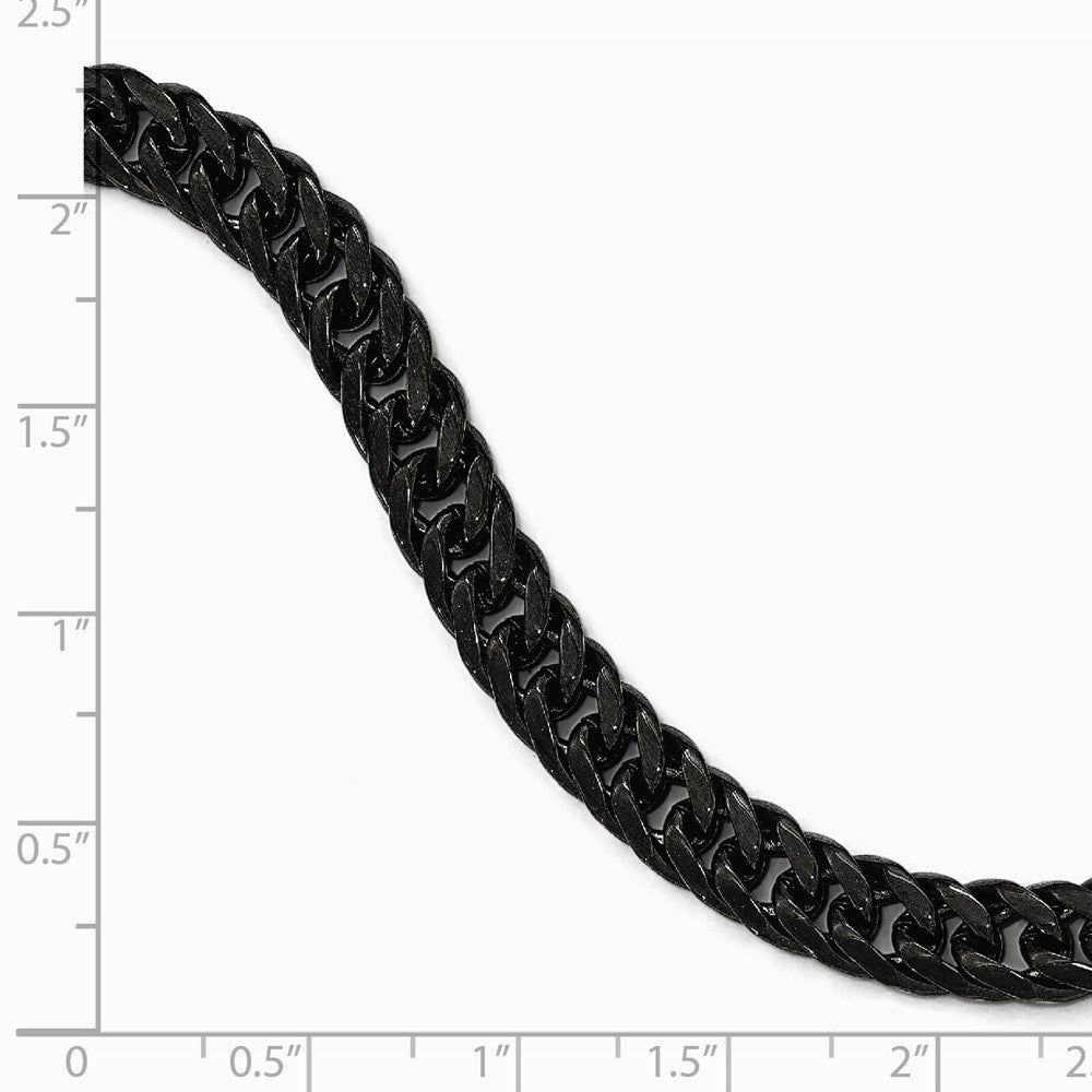 Chisel Stainless Steel Polished Black Ip-plated Double Curb Chain Bracelet