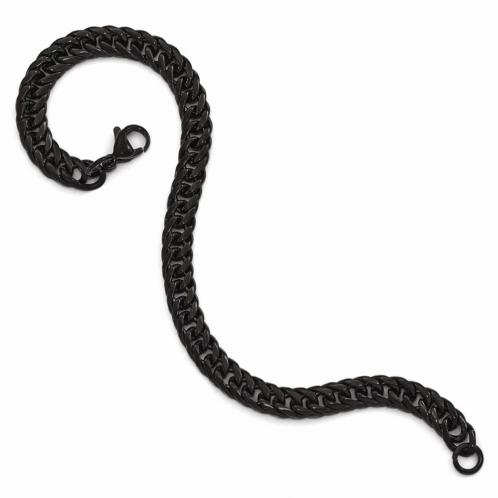 Chisel Stainless Steel Polished Black Ip-plated Double Curb Chain Bracelet