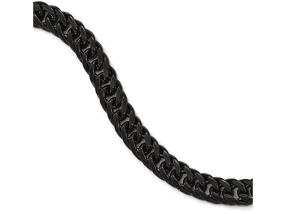 Chisel Stainless Steel Polished Black Ip-plated Double Curb Chain Bracelet