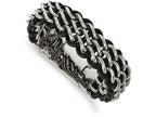 Chisel Stainless Steel Polished Black Leather Bracelet