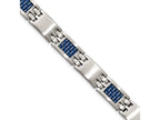 Chisel Stainless Steel Brushed With Blue Carbon Fiber Bracelet