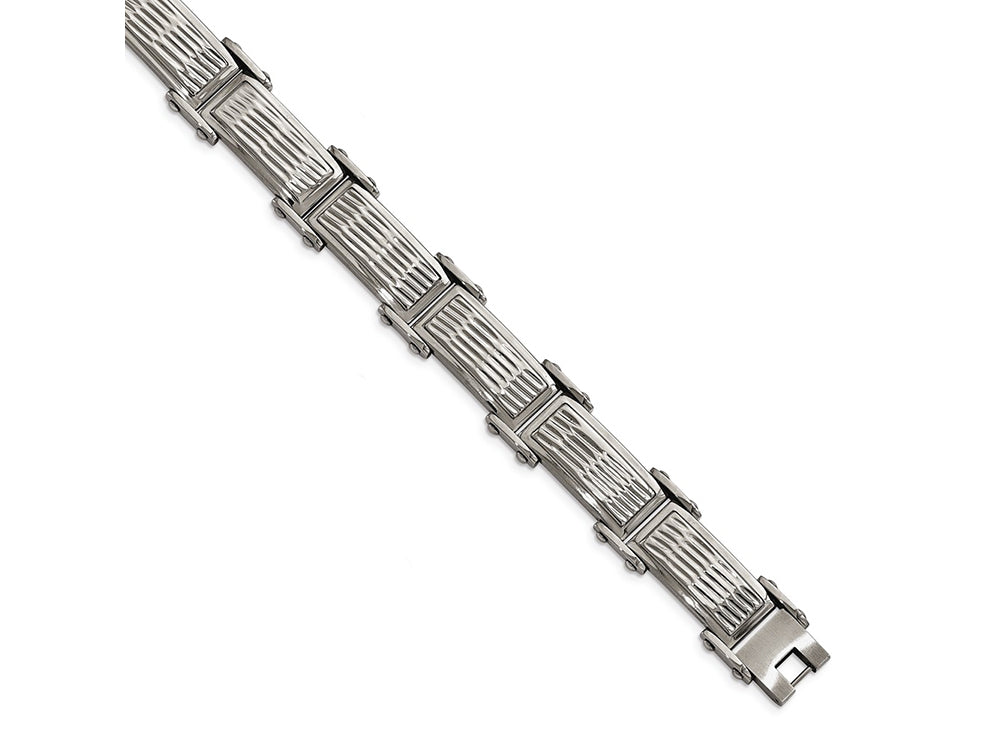 Chisel Stainless Steel Polished/brushed Textured Link Bracelet