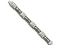 Chisel Stainless Steel Brushed And Polished Black CZ Link Bracelet