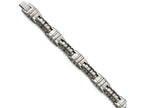 Chisel Stainless Steel Brushed And Polished Black CZ Link Bracelet
