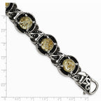 Chisel Stainless Steel Polished Antiqued Epoxy Resin W/gold Tin Bracelet