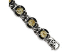 Chisel Stainless Steel Polished Antiqued Epoxy Resin W/gold Tin Bracelet