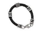 Chisel Stainless Steel Polished Antiqued Dragon Black Braided Leather Bracelet